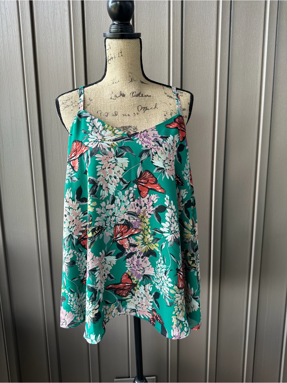 Torrid Sophie Green Floral Butterfly Cami Top Plus 0W